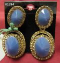 Indian Designer Earrings Embellished w/ Golden Sapphire Blue